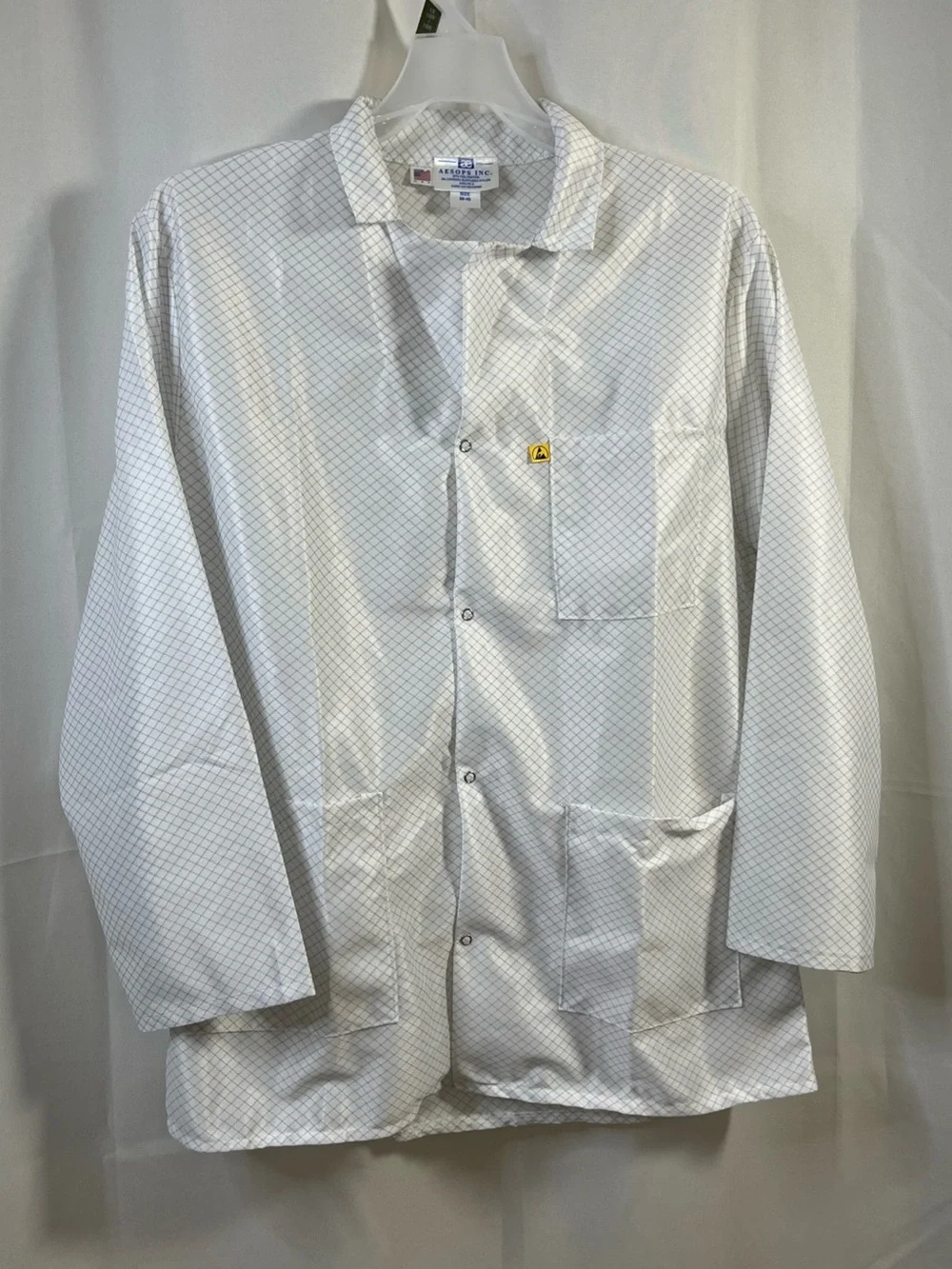 AEROPS INC ESD Anti-Static Premium Lab Coat Unisex White 38-40 NWOT Made in USA
